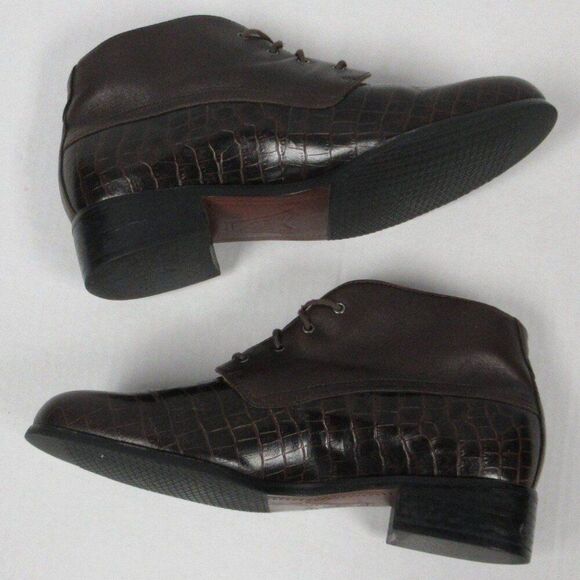 ARIAT Croc Embossed Brown Leather Ankle Boots Womens Sz 8.5 Shoes 17425 Bootie - Picture 3 of 12